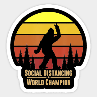 Social Distancing World Champion Bigfoot Yeti Sunset Sticker